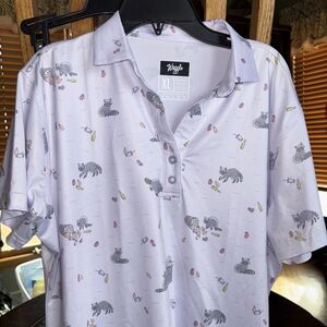 Waggle Shirt WOMENS XL Golf Polo Performance Short Sleeve Raccoon Trash Bandit
